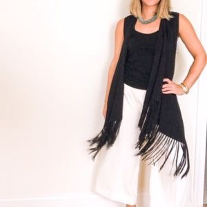 Black fringe vest Central Park West  XS fits 4-8